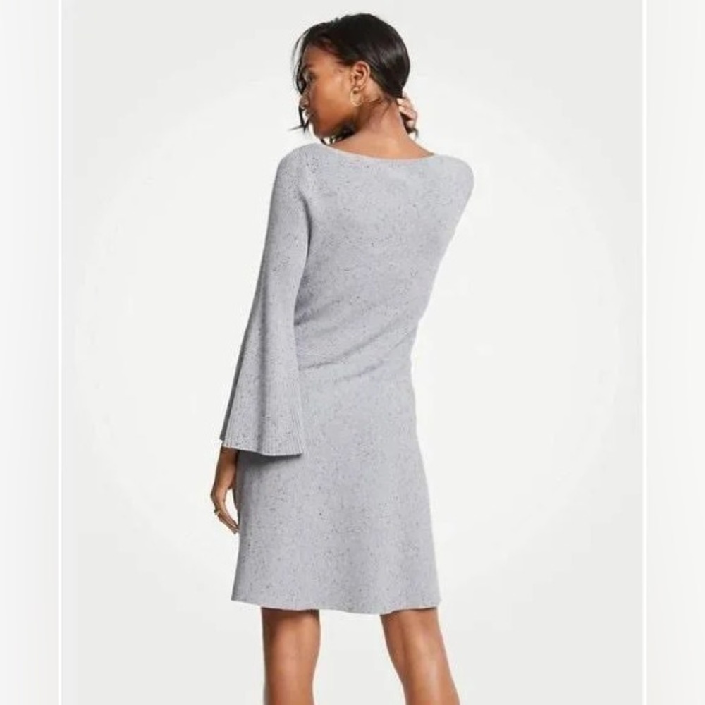 ANN TAYLOR Gray & Black Ribbed Knit Flare Dress Size Small